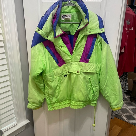 Retro Green and Purple Ski Jacket with Insulation - Picture 2 of 13